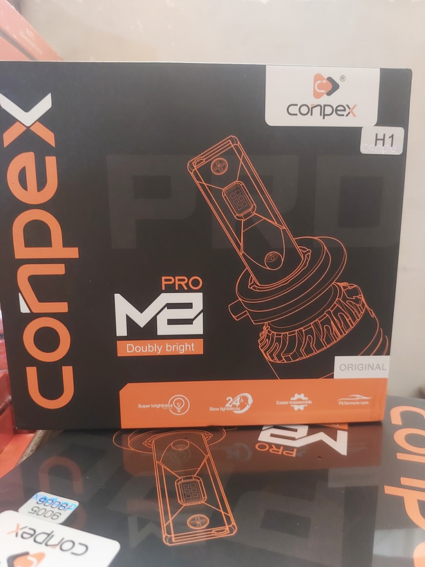 هدلایت کانپکس m8pro conpex H1 new با بسته بندی جدید شرکت کانپکس جهت تشخیص فیک از اصل و بارکد شرکت کانپکس اصلی و پلمپ شرکتی بی نظیر در نوردهی ۱۲۰ هزار لومن ۶۵وات